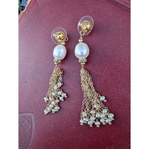 Vintage Gold Vermeil Pearl Earrings, Romantic Gift - Picture 8 of 10